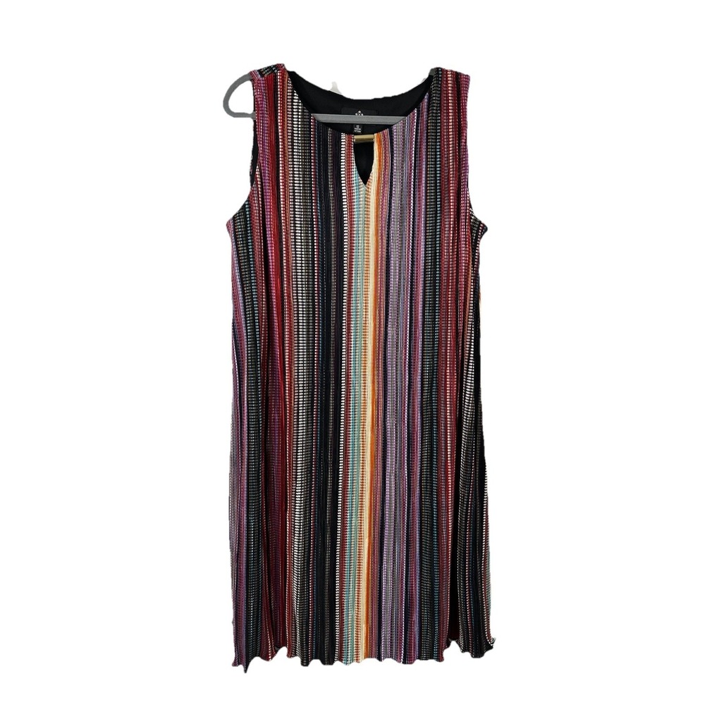 Ronni Nicole Dress Sz 12 Pleated Colorful Art To Wear Staple Piece 70s revival
